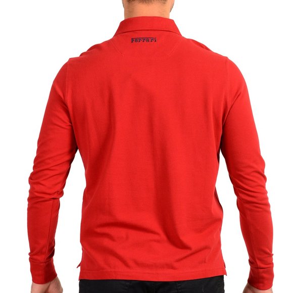 Scuderia Ferrari Men's "Classic With P.R. Horse" Red Long Sleeve Polo Shirt - Picture 3 of 6